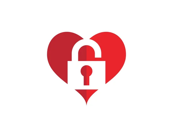 Amor com bloqueio Logo Ilustração do ícone do vetor — Vetor de Stock