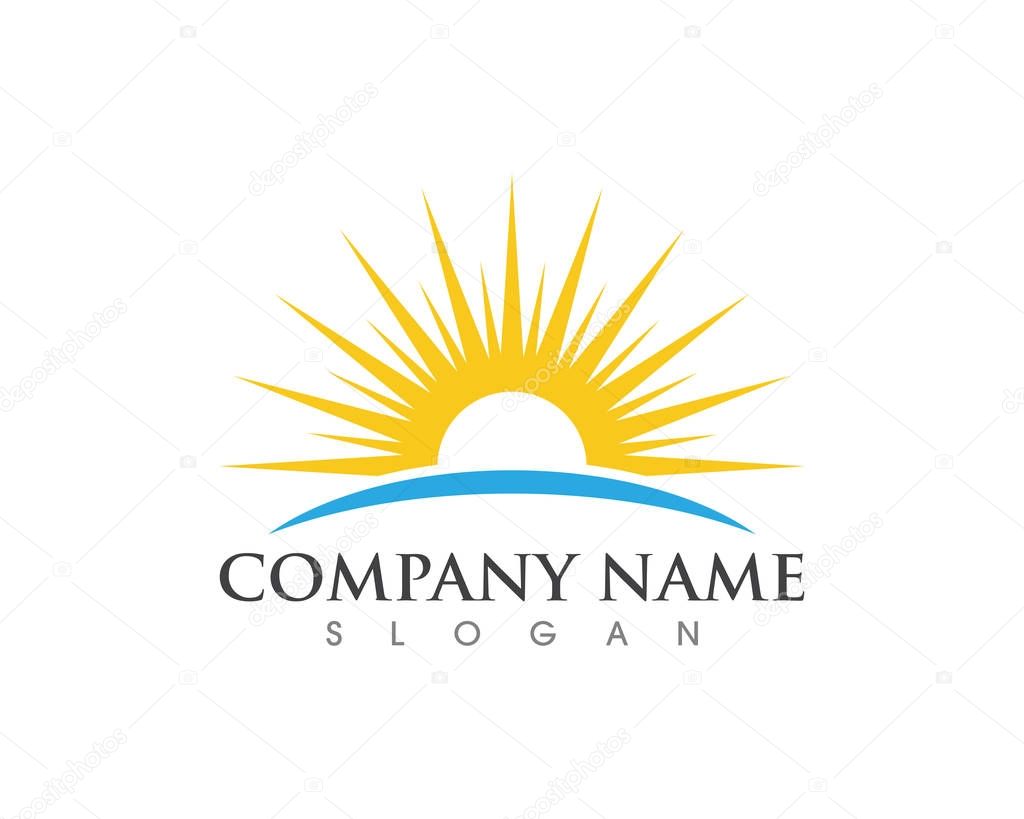 Sun over horizon Vector illustration Icon Logo Template