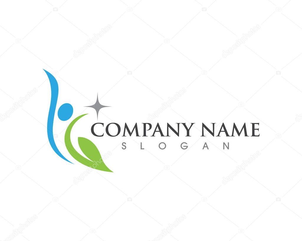Human character with leaf logo sign illustration vector design