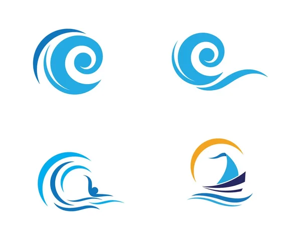 Acqua onda logo Template — Vettoriale Stock