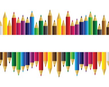 Beyaz arkaplanda renkli kalem seti