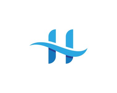 H harfi su dalgası Logo şablonu vektör