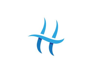 H harfi su dalgası Logo şablonu vektör