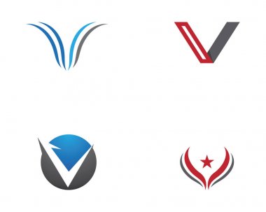 V harfi Logo şablonu vektör