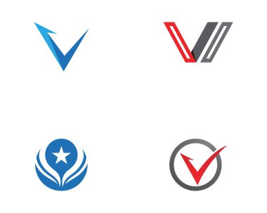 V harfi Logo şablonu vektör