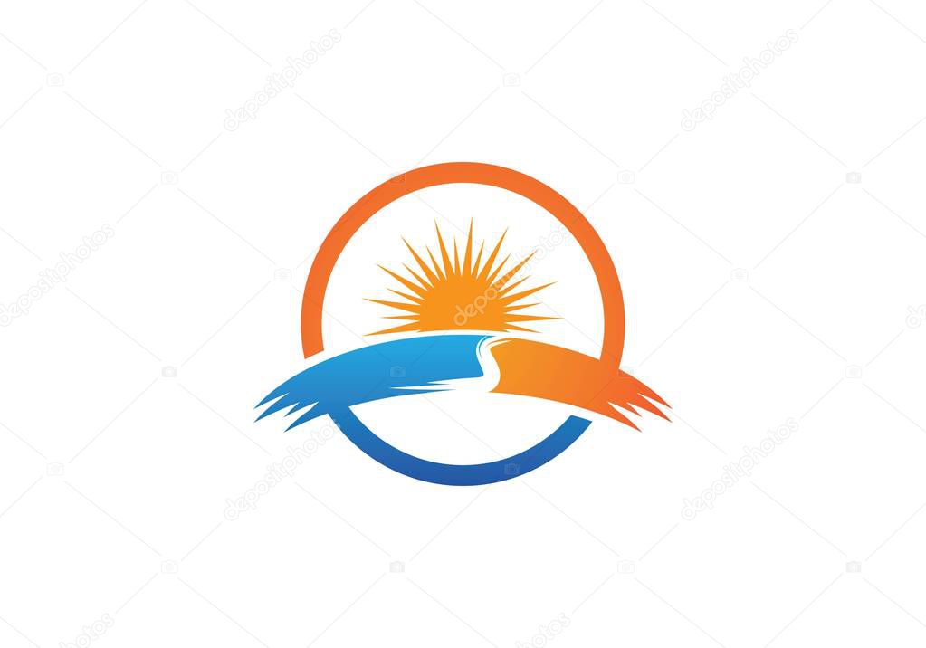 Vector Icon Logo Template Sun over horizon