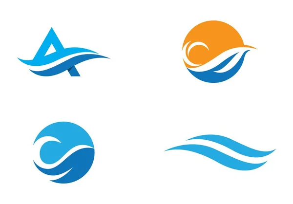 Vatten våg symbol och ikon logotyp mall — Stock vektor