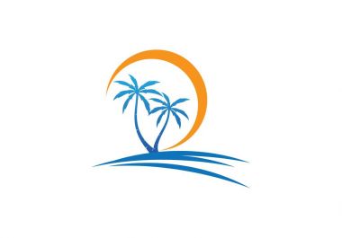 Palmiye ağacı yaz logo şablonu