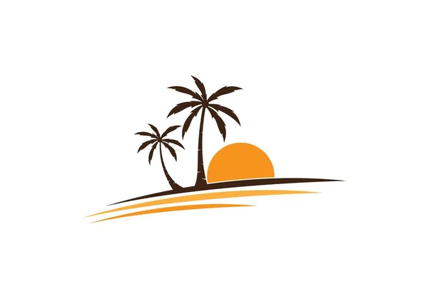 Palm tree nyári logó sablon — Stock Vector