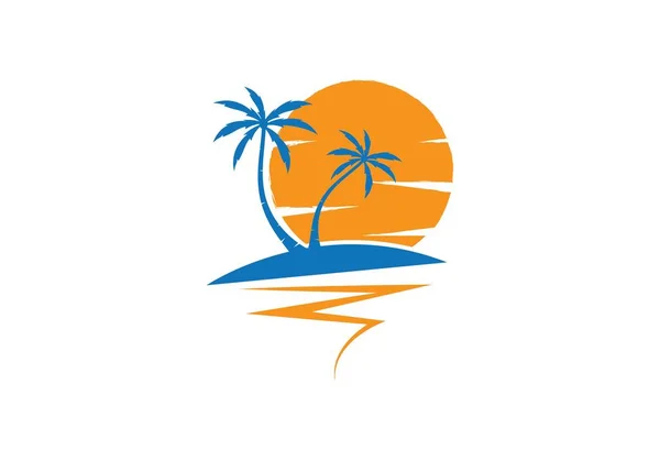 Palm tree summer logo template — Stock Vector