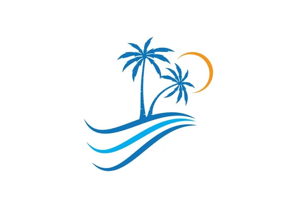 Templat logo musim panas pohon palem - Stok Vektor