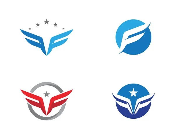F Modèle de logo d'aile de lettre — Image vectorielle