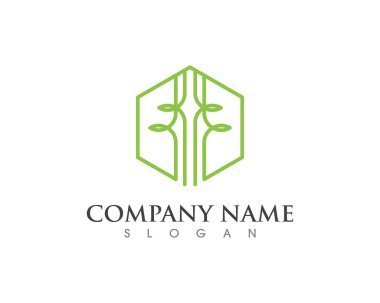 Yeşil ağaç yaprağı ekolojisi logoları