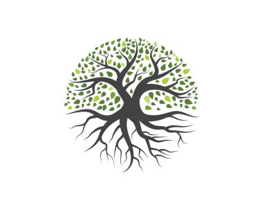Yeşil ağaç yaprak logoları