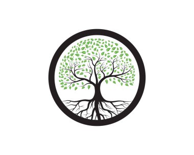 Ağaç kutsal kişilerin resmi logo şablonu vektör