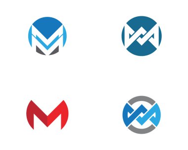 M harfi Logo şablonu vektör simgesi