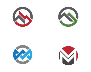 M harfi Logo şablonu vektör simgesi