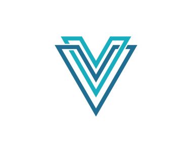 V harfi Logo şablonu vektör