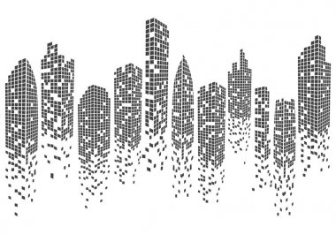 Şehrin ufuk çizgisi vektör illüstrasyonu