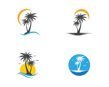 Palmiye ağacı yaz logo şablonu