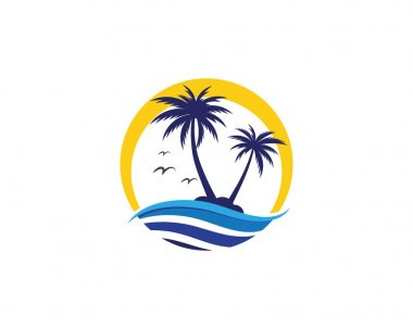 Palmiye ağacı yaz logo şablonu