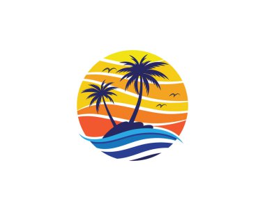 Palmiye ağacı yaz logo şablonu