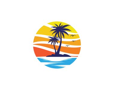 Palmiye ağacı yaz logo şablonu