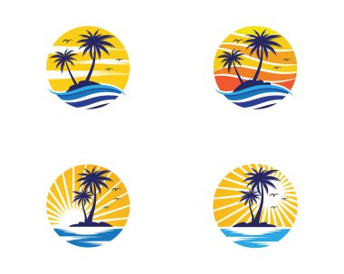 Palmiye ağacı yaz logo şablonu