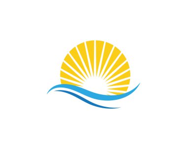 Güneş su dalgası simge vektör çizim