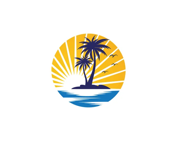 Palm tree letní logo šablona — Stockový vektor