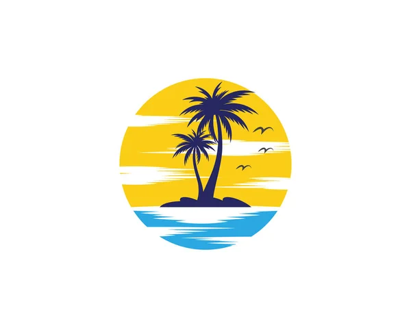 Palm tree nyári logó sablon — Stock Vector