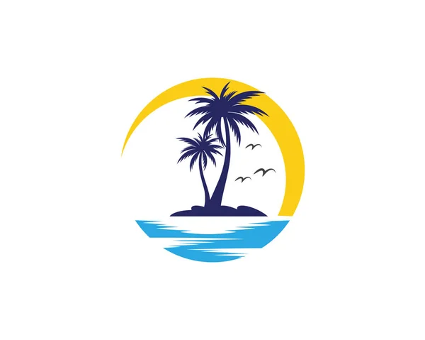 Plantilla de logotipo de verano palmera — Vector de stock