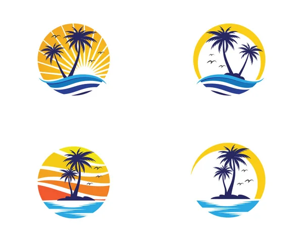 Plantilla de logotipo de verano palmera — Archivo Imágenes Vectoriales