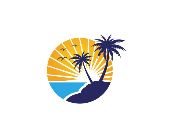 Templat logo musim panas pohon palem - Stok Vektor