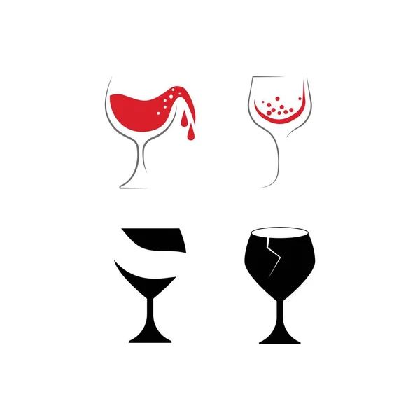 セットワインアイコンベクトルイラストデザインロゴ — ストックベクタ