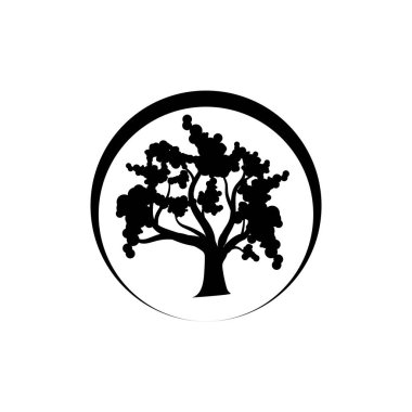 Meşe Ağacı Simgesi Vektör İllüstrasyon Tasarımı Logosu 