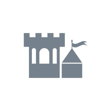 Castle simgesi Vektör İllüstrasyon Tasarımı Logosu 