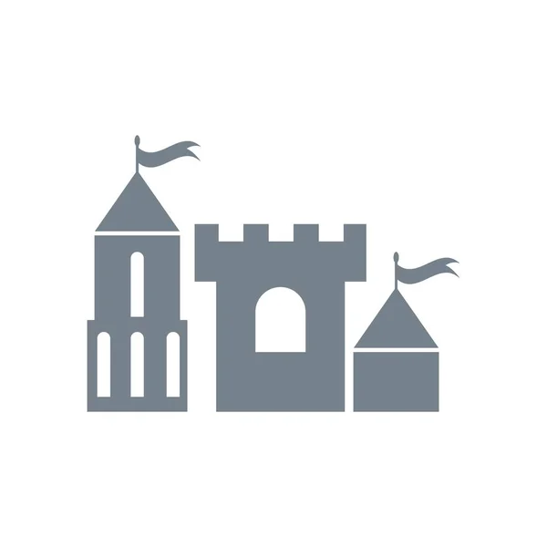 Logo del disegno dell'illustrazione vettoriale dell'icona del castello — Vettoriale Stock