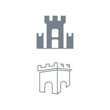 Castle simgesi Vektör İllüstrasyon Tasarımı Logosu 