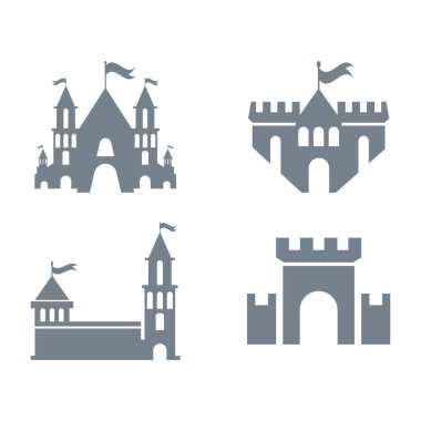 Castle simgesi Vektör İllüstrasyon Tasarımı Logosu 