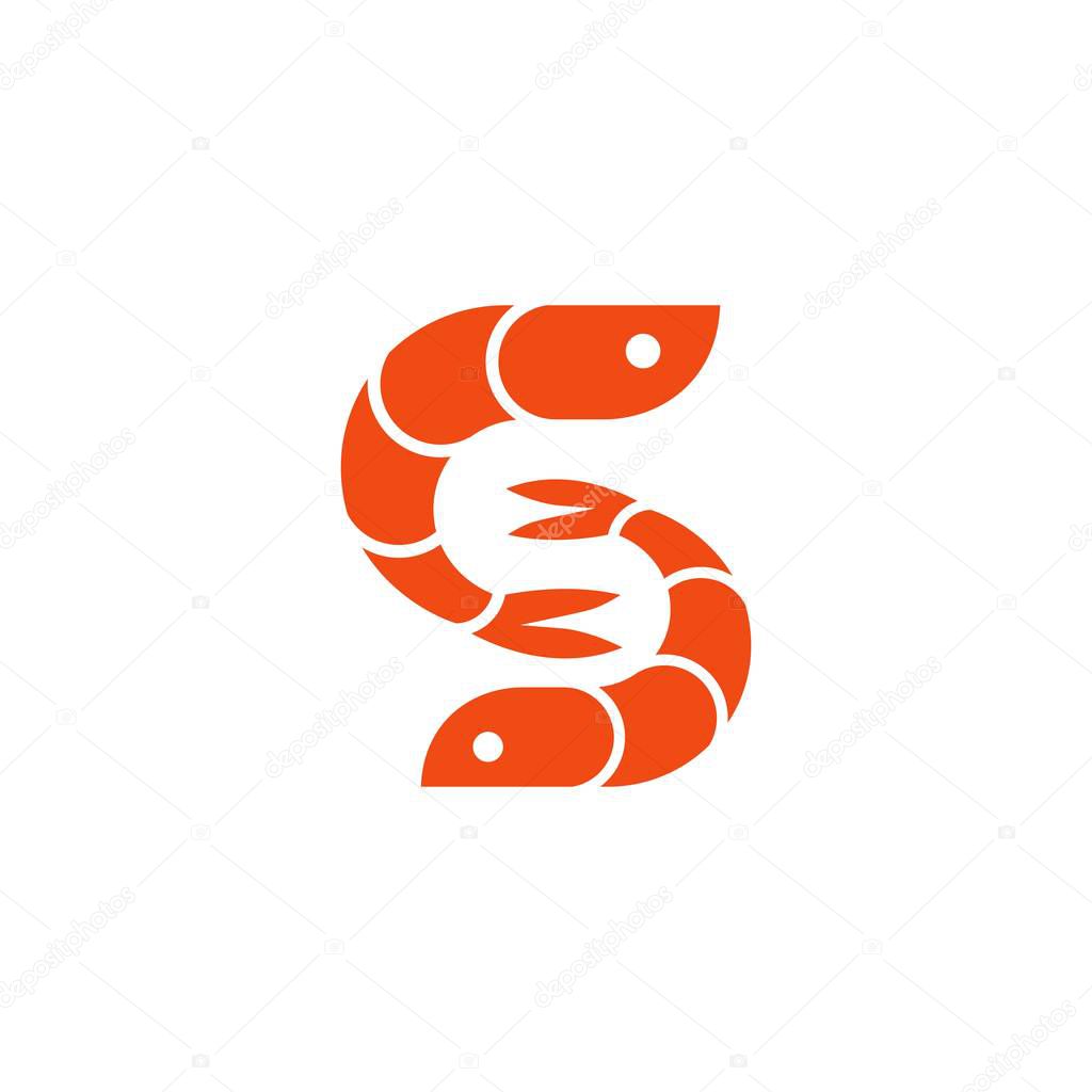 Shrimp vector icon illustration