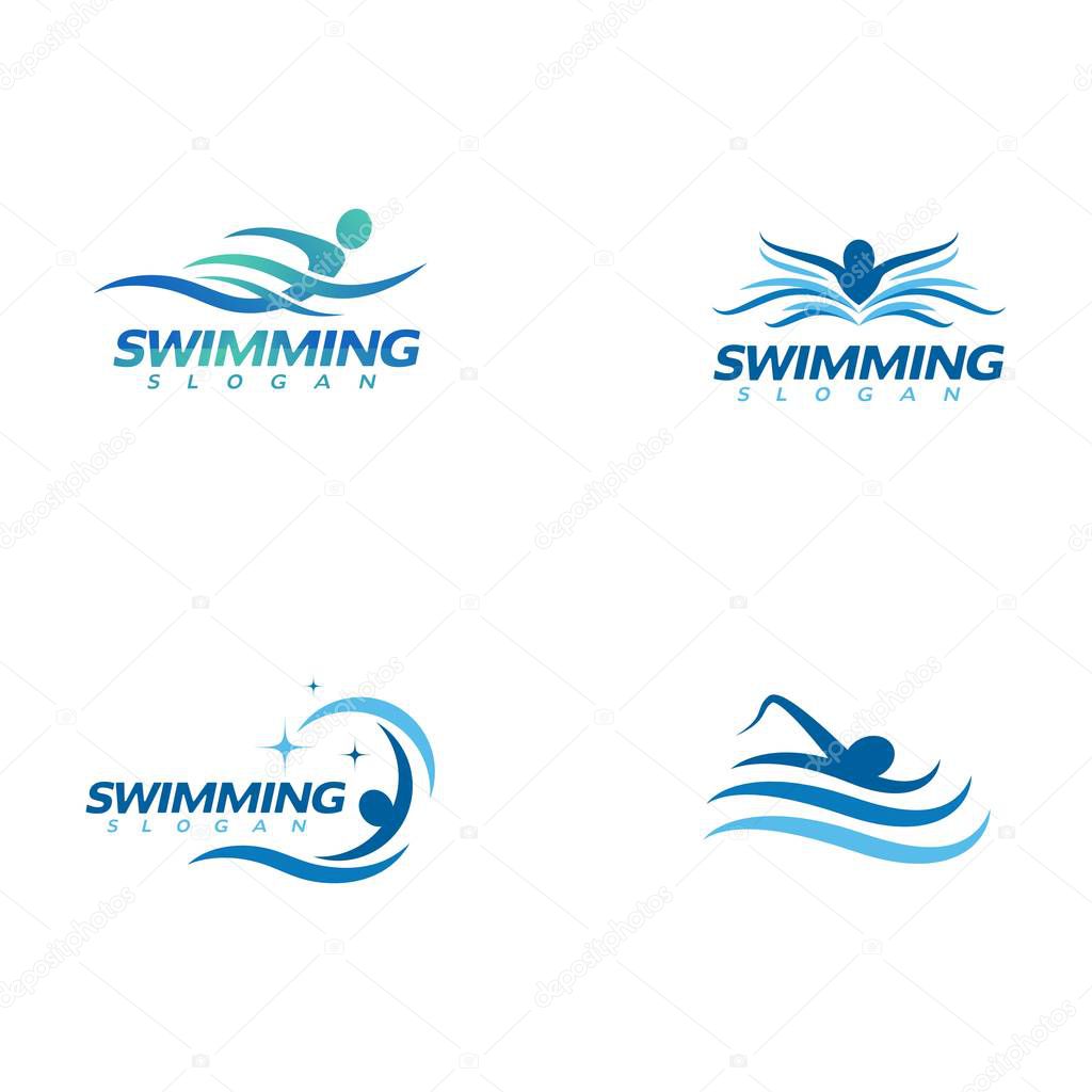 Swimming Vector illustration Icon design Template