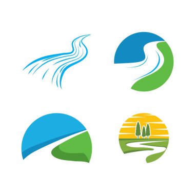 Nehir ikonu Vektör İllüstrasyon Tasarımı Logosu