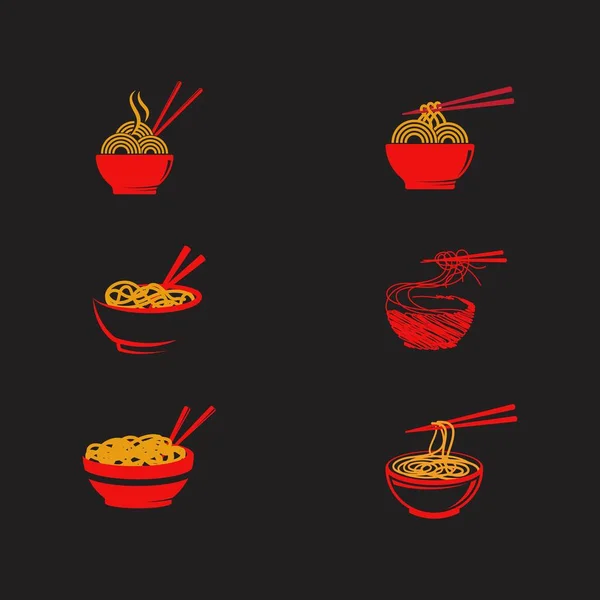 Fideos símbolo signo de comida ilustración — Archivo Imágenes Vectoriales