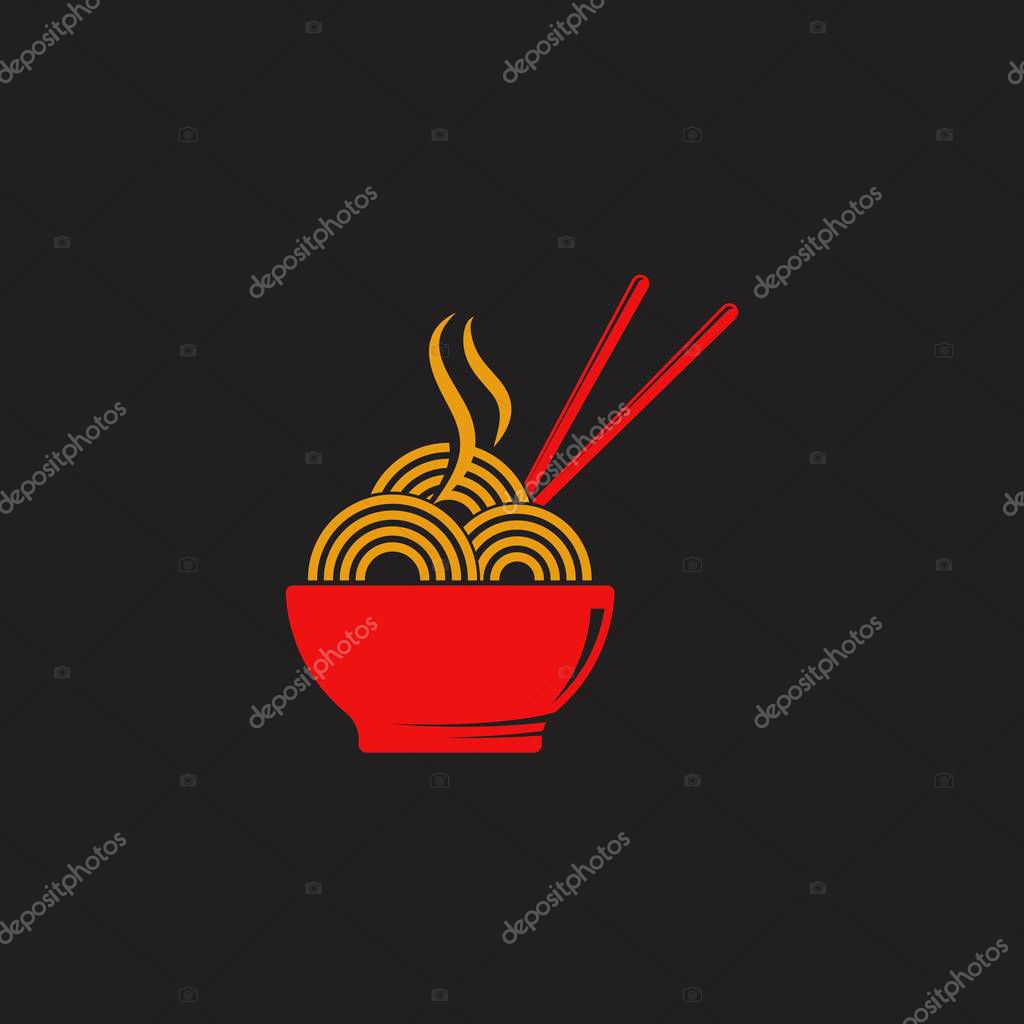 Noodles food sign symbol illustration design template
