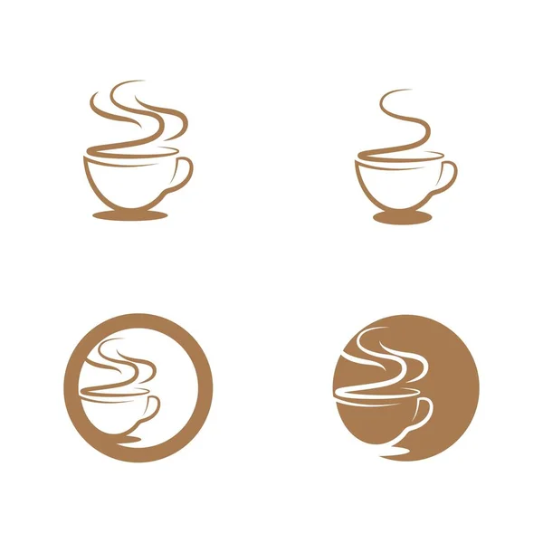 Set café copo logotipo modelo — Vetor de Stock