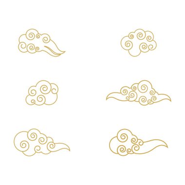 Çin Bulutu şablon vektör resimleme tasarımı