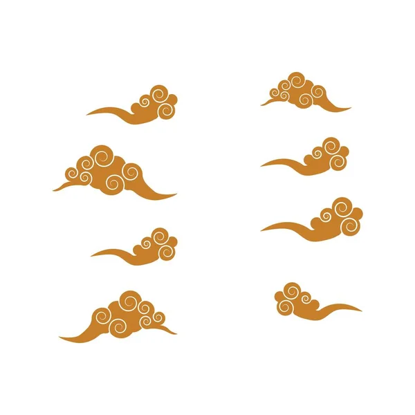 Définir Icône Des Nuages Chinois Illustration Vectorielle Modèle Logo — Image vectorielle