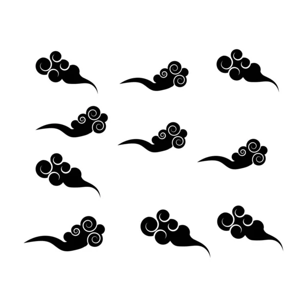 Set Chinesische Wolken Symbol Vektor Illustration Design Logo Vorlage — Stockvektor