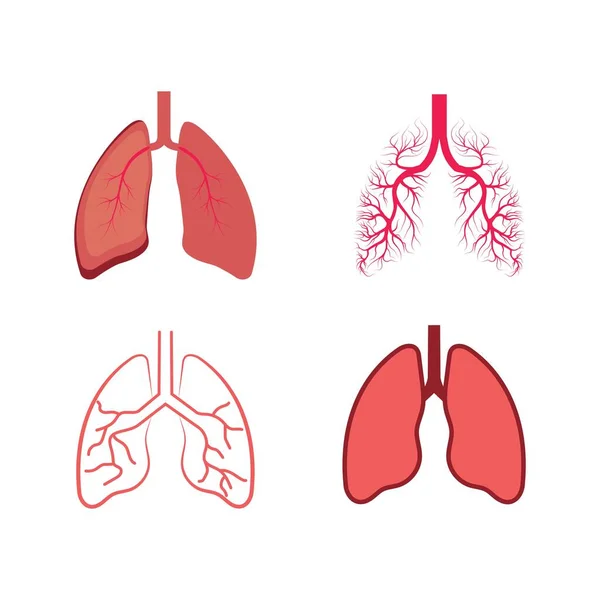 Lung Vektör Llüstrasyon Tasarım Logo Şablonunu Ayarla — Stok Vektör